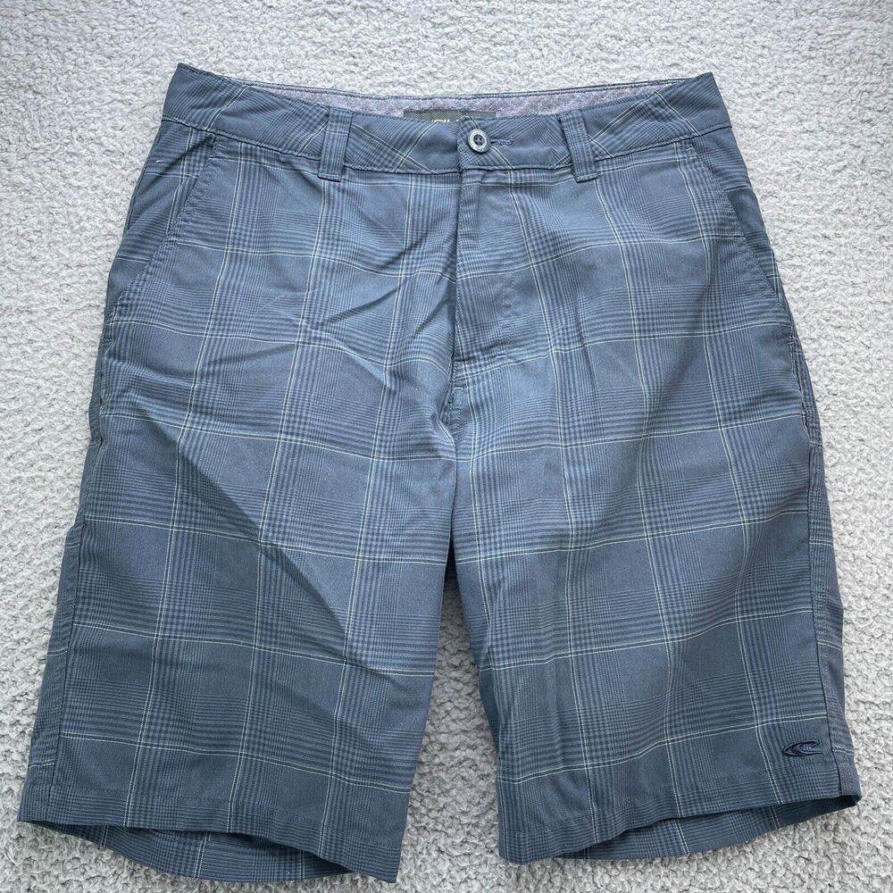 ONeill Shorts Mens 30 Blue Plaid Chino Casual Flat Front Beach Summer Skater